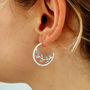 Mismatched Silver Hoop Studs With Bird And Leaves, thumbnail 4 of 5
