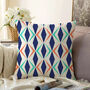 Cushion Cover With Geometric Navy, Orange And Mint, thumbnail 1 of 4