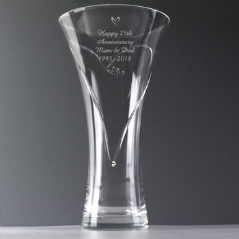 Personalised Hearts Swarovski Hand Cut Glass Vase, 4 of 5
