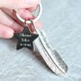 Personalised Sterling Silver Feather And Tag Keyring, thumbnail 1 of 11