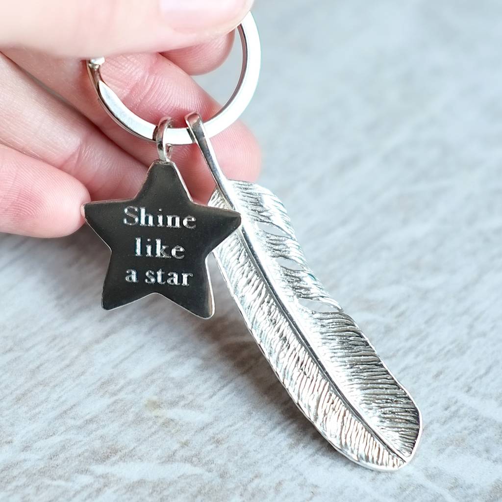 Personalised Sterling Silver Feather And Tag Keyring, 1 of 11