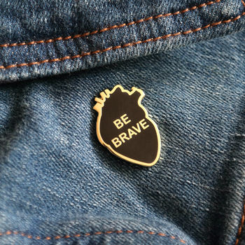 Be Brave Enamel Heart Pin Badge, 8 of 11