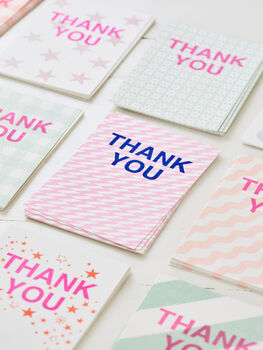 12 Thank You Postcards Orange And Pink Stars, 2 of 2