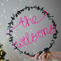 Personalised Family Name Christmas Light Up Wreath, thumbnail 2 of 7