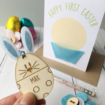 Personalised Boy's First Easter Decoration Card, 4 of 6
