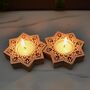 Wooden Star Tea Light Candle Holder, Set Of Two, thumbnail 1 of 4