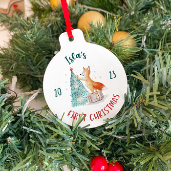 Personalised First Christmas Metal Ornament With Name, 5 of 5