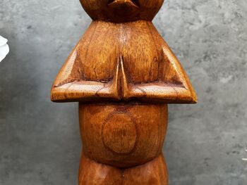 32cm Handcarved Yoga Cat Wooden Ornament Gift Decor, 5 of 12