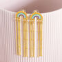 Boho Rainbow Earrings With Long Chain Drops, thumbnail 5 of 7