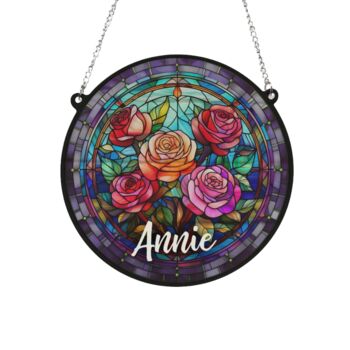 Roses Personalised Stained Glass Effect Suncatcher, 7 of 7