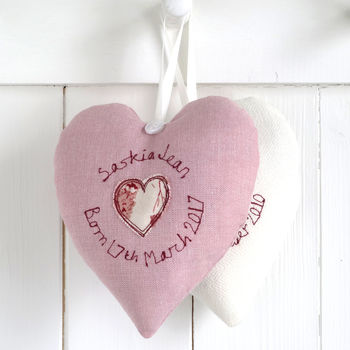 Personalised New Baby Girl Hanging Heart Gift, 12 of 12