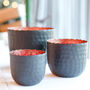 Set Of Three Black And Copper Tea Light Holders, thumbnail 1 of 5