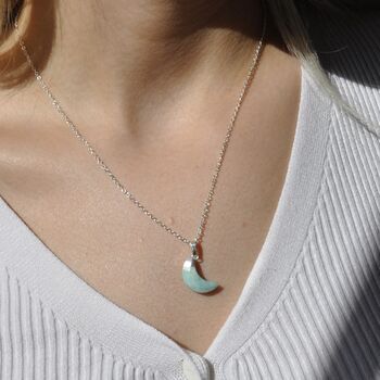 Dainty Gemstone Crescent Moon Necklace, 2 of 8