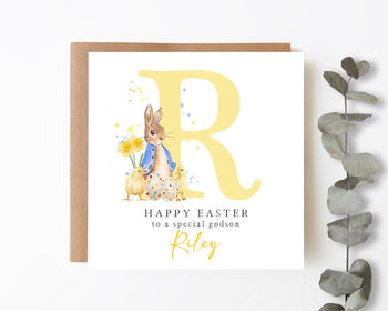Personalised Easter Card Blue Bunny Splatter, 3 of 4