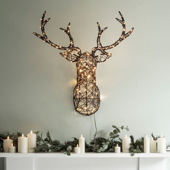 Light Up Rattan Stag Head, 2 of 3