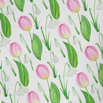 Snowdrops And Tulips Wrapping Paper Roll Or Folded, 3 of 3