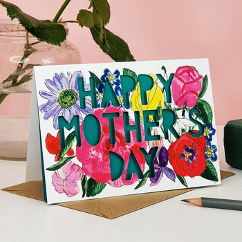 Happy Mother's Day Bright Floral Paper Cut Card, 2 of 4
