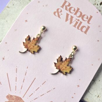 Autumn Leaf Dangly Stud Earrings, 3 of 5