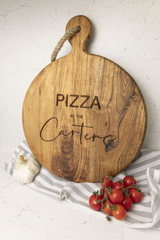 Personalised Acacia Wood Pizza Board For Families, 2 of 3