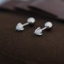 White Opal Screw Back Earrings In Sterling Silver, thumbnail 3 of 10