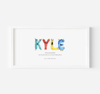 Personalised Children's Name Print | Nursery Wall Art | Monster, 2 of 9