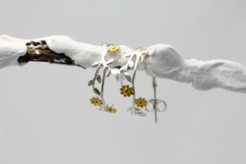 Handmade Sterling Silver Daisy Hoop Earrings, 3 of 4