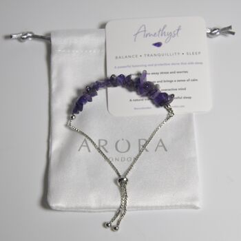 Amethyst Crystal Slider Bracelet Silver Plated Chain, 2 of 5