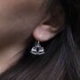 Sterling Silver Dangly Lotus Flower Earrings, thumbnail 6 of 7