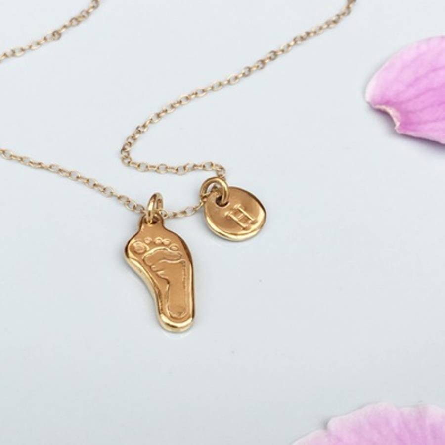 9ct Gold Plated Footprint Necklace By Breeze Bay Studio