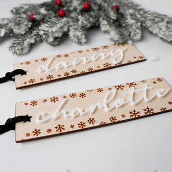Personalised Wooden Christmas Stocking Name Tag, 4 of 6