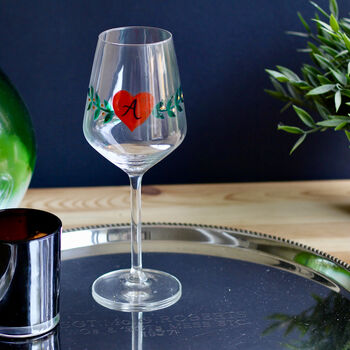Personalised Hand Painted Valentines Initials Glass Set, 2 of 3