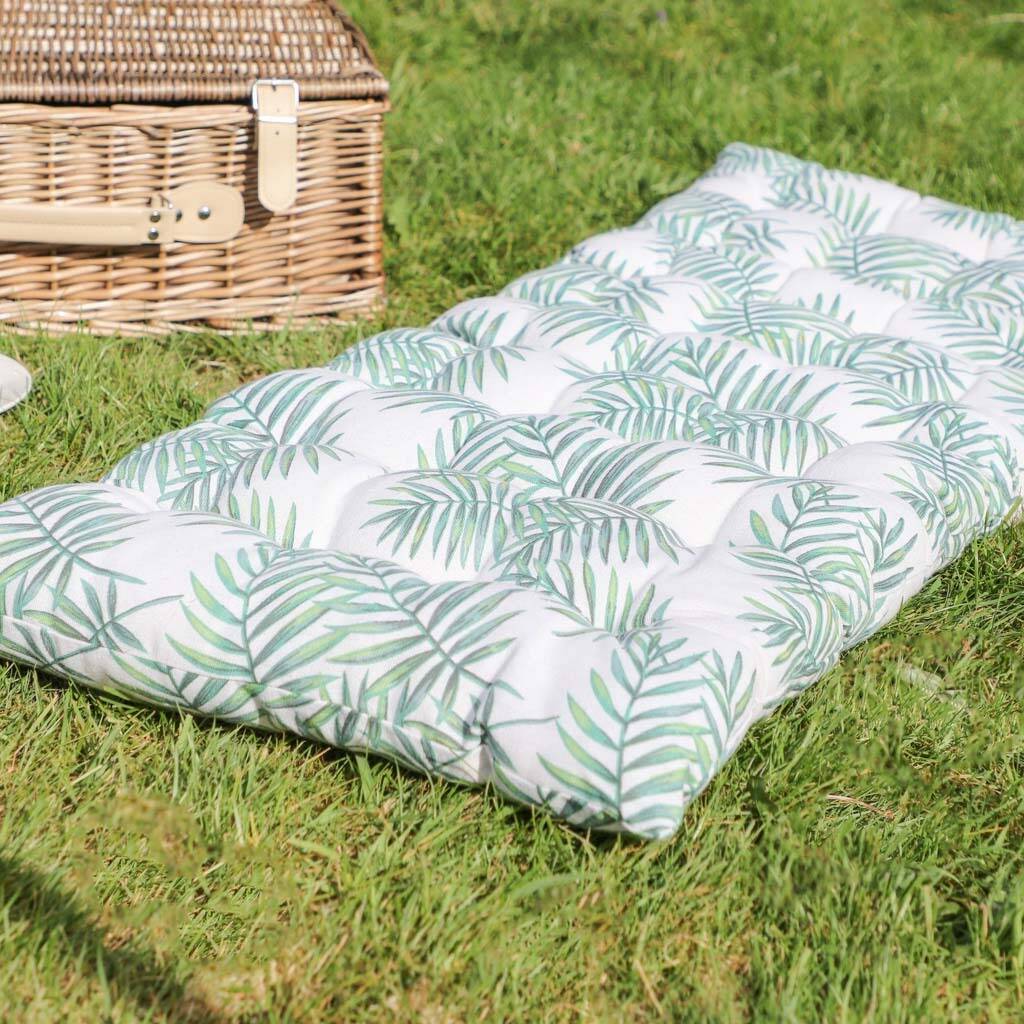 Botanical Fern Padded Garden Bench Cushion By Dibor