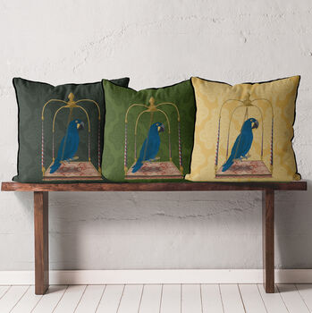 Tropical Cushion Blue Parrot On Green, Multiple Cols, 5 of 9