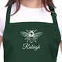 Personalised Bee Apron In Bottle Green, thumbnail 2 of 5