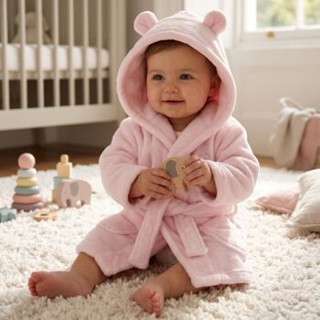 Personalised Grey Baby Dressing Gown With Bear Ears, 10 of 10