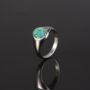 Green Opal Gemstone Silver Steel Signet Ring For Men, thumbnail 3 of 10