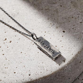 Men’s Personalised Large Silver Tag Necklace, 5 of 9