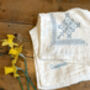 Organic Personalised Embroidered Muslin Swaddle Blue, thumbnail 1 of 3