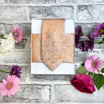 Spice Woodland Leaves Wedding Tie Set, 5 of 6