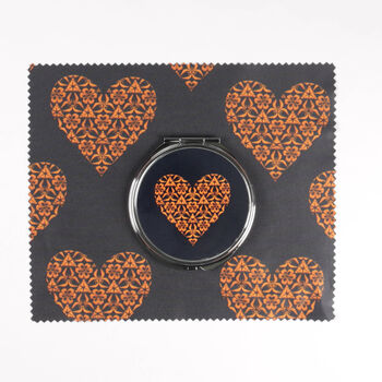 Orange Grey Heart Compact Mirror, 2 of 9