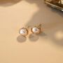 Loraine Ivory Gold Pearl Crown Ball Charm Gift Earrings, thumbnail 2 of 5