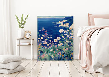 Irish Blue Coastal Cliff Landscape Art Print, 4 of 4