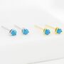 Sterling Silver Tiny Turquoise Cz Stud Earrings, thumbnail 6 of 12