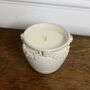 Handmade Piped Ribbon Ceramic Jar Fragranced Soy Candle, thumbnail 1 of 3