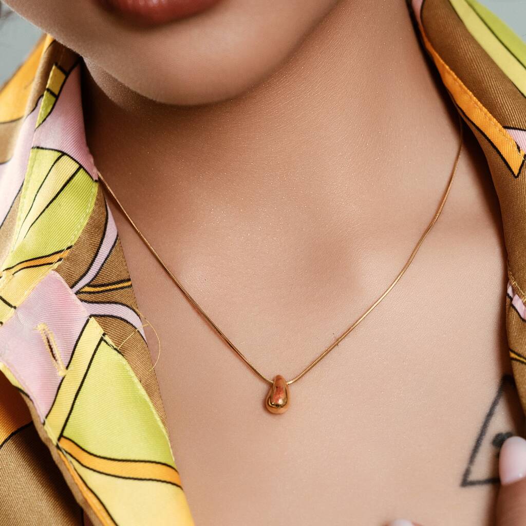 Stainless Steel Teardrop Pendant Necklace, 1 of 4