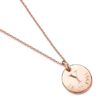 Personalised Rose Gold Plated Initial And Date Necklace, 11 of 12