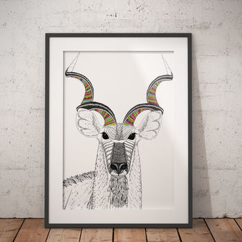 kudu african animal illustration and pattern print by crafty creature ...