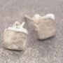 Silver Organic Square Stud Earrings, thumbnail 1 of 5