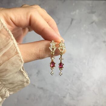 Red Crystal Art Deco Style Drop Earrings, 5 of 5