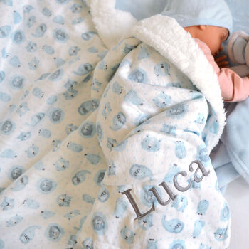 Personalised Elephant Comforter And Animal Sherpa Blanket Set, 11 of 12